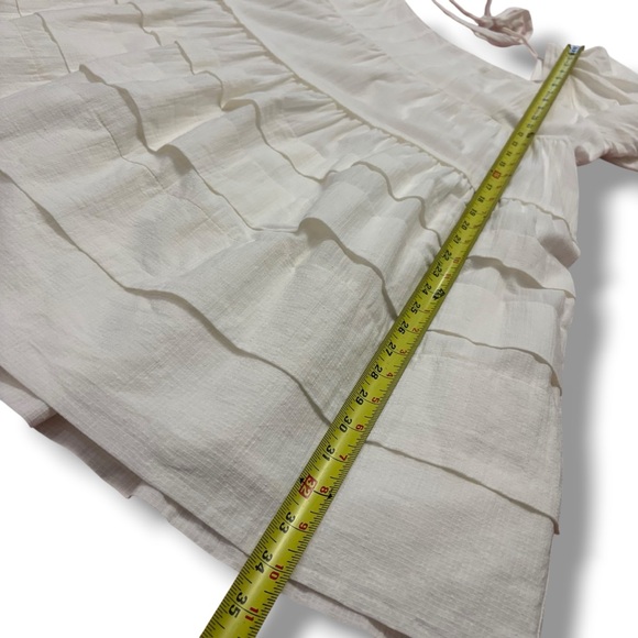 Anthropologie Cream Off-White Square-Neck Puff-Sleeve Tiered Dress – Large - Picture 7 of 10